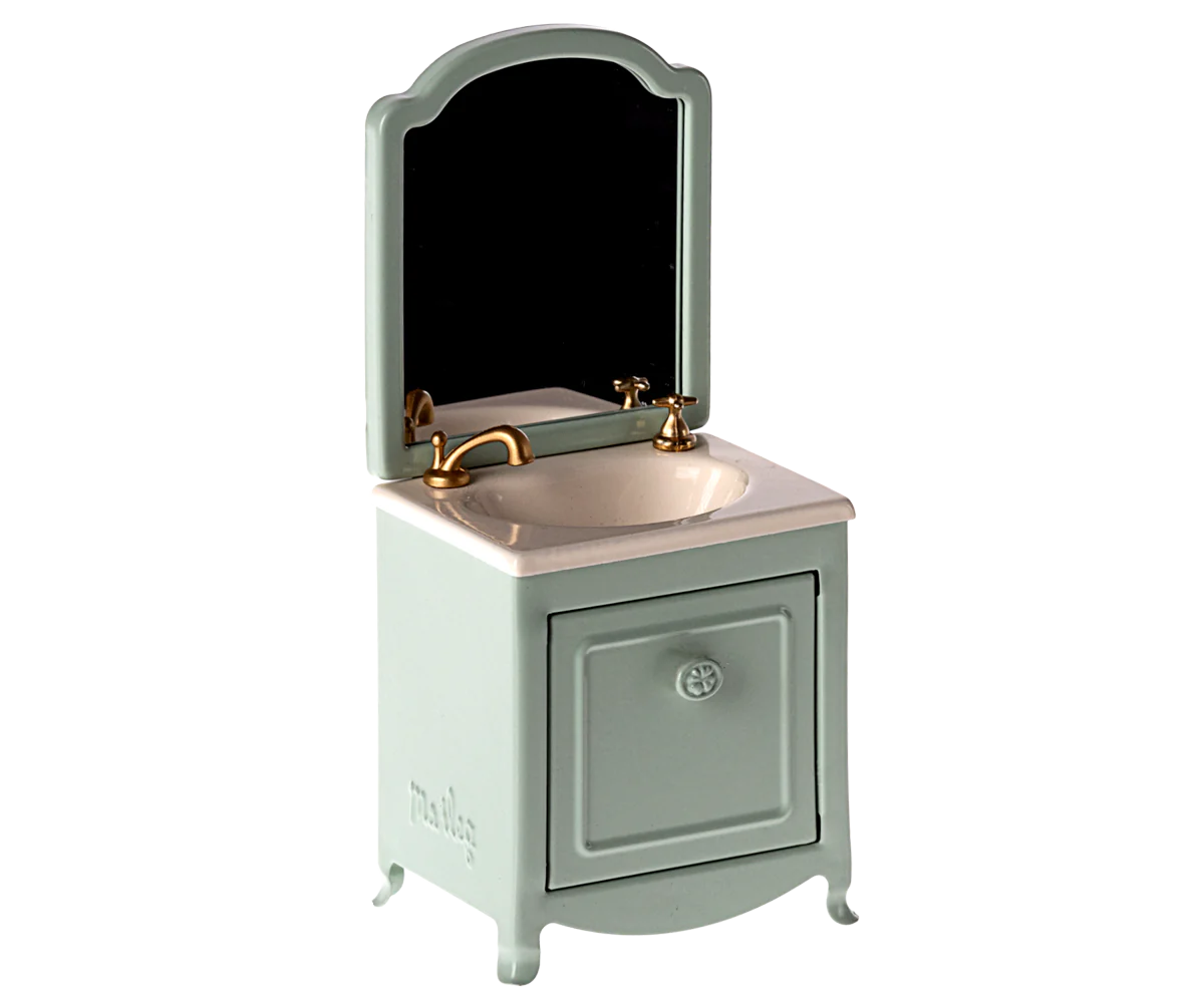 Maileg Sink Dresser with Mirror - Dark Mint