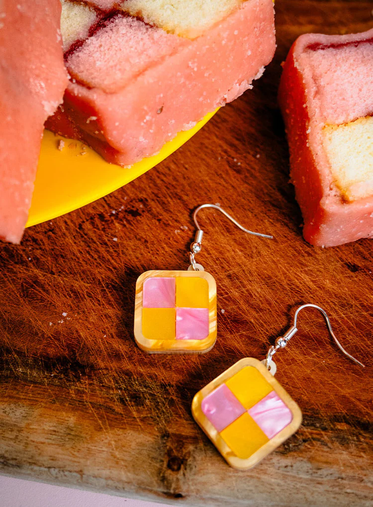 Battenberg Cake Earrings