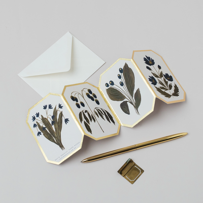Concertina Botanical Blue Die Cut Mini Card