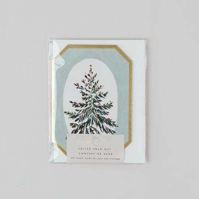 Concertina Botanical Christmas Die Cut Mini Card