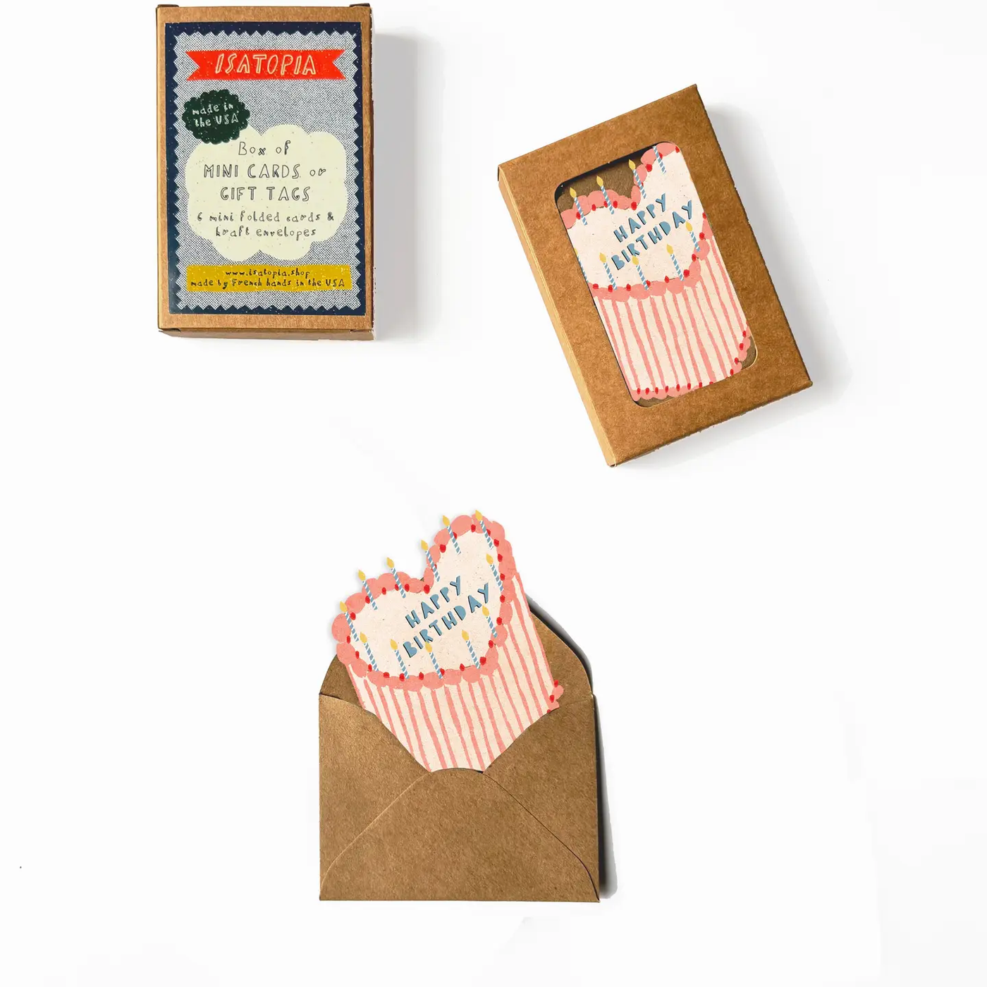 Heart Birthday Cake Mini Cards - Box of 6