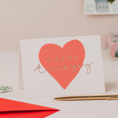 Happy Anniversary Red Heart Card