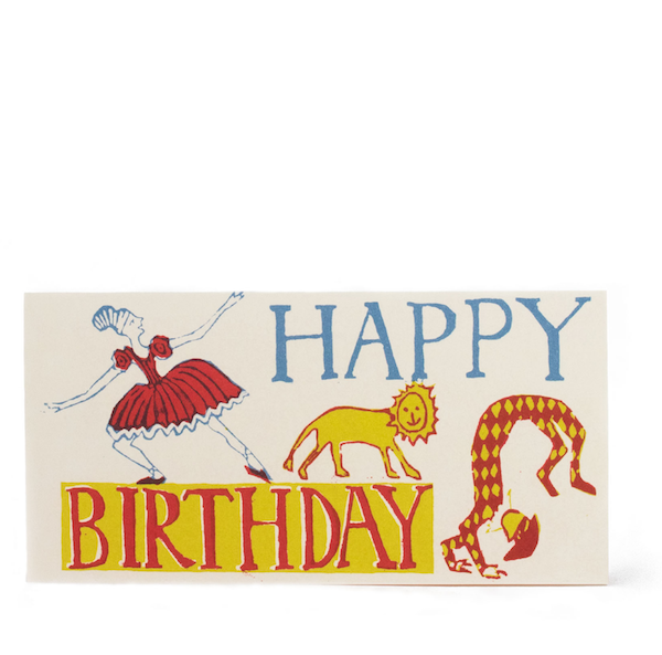 Ballerina, Lion and Acrobat Long Birthday Card
