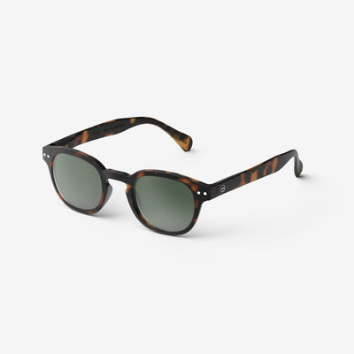 Sunglasses - Design 'C' in Tortoise by Izipizi (Green Lenses)