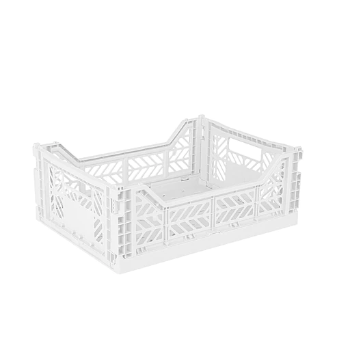 Midi Folding Storage Crate - White