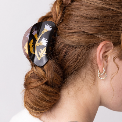 Milk Thistle Hair Claw Dark Brown and Gold Acetate