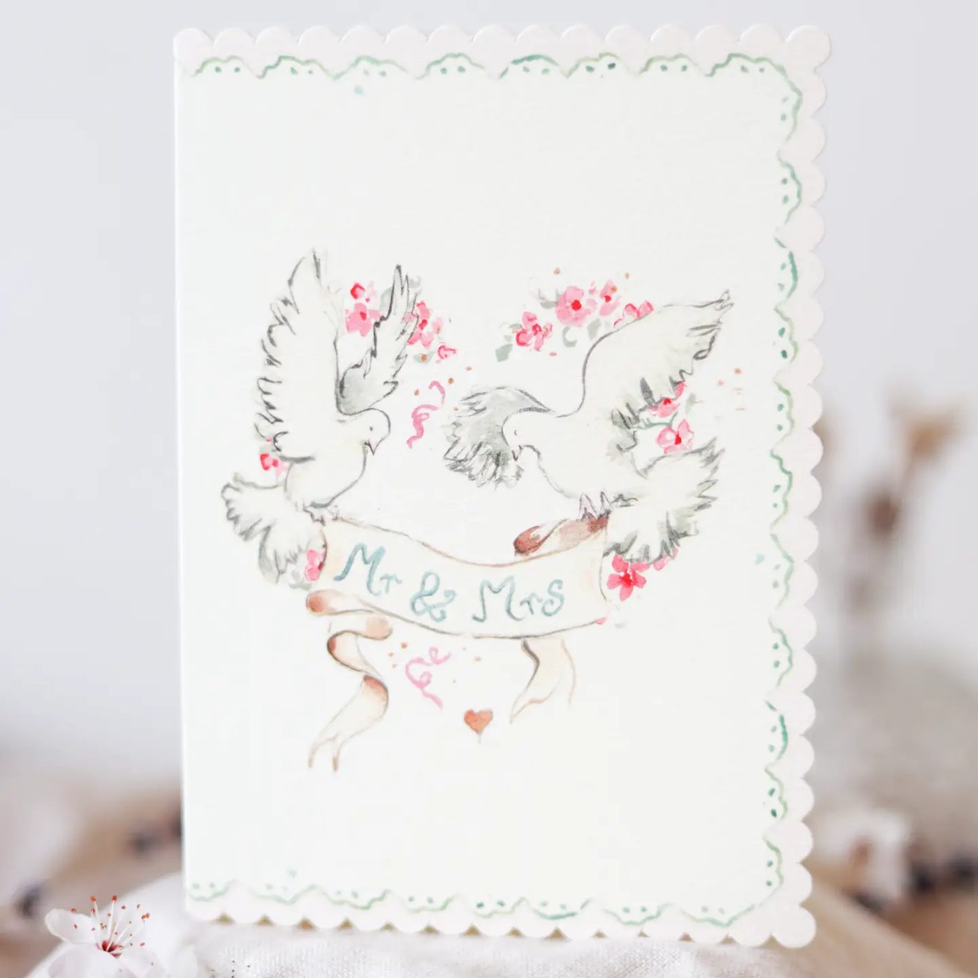 Mr & Mrs Scalloped Edge Card