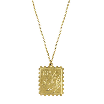 Floral Stamp Necklace - Gold Plate