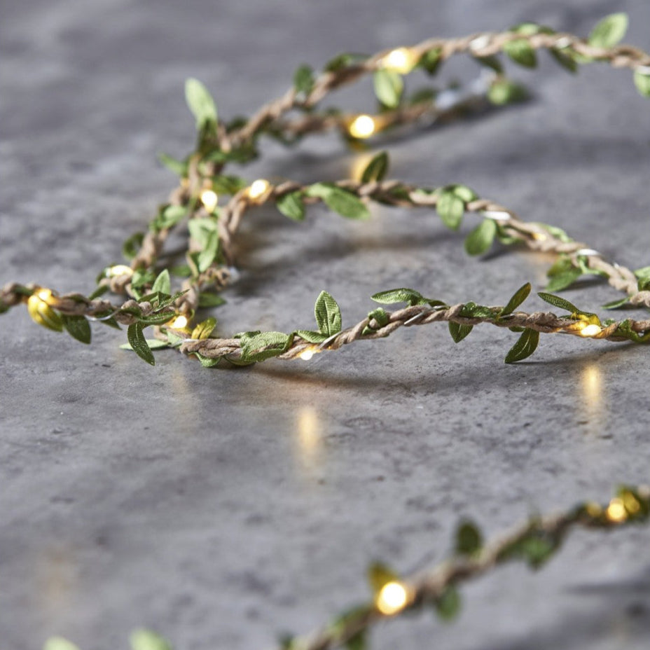 'Leaf Twine' Wire String Lights - 20 lights 1.9m, Battery Powered