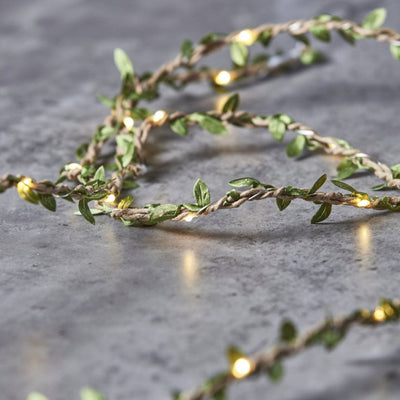 'Leaf Twine' Wire String Lights - 20 lights 1.9m, Battery Powered