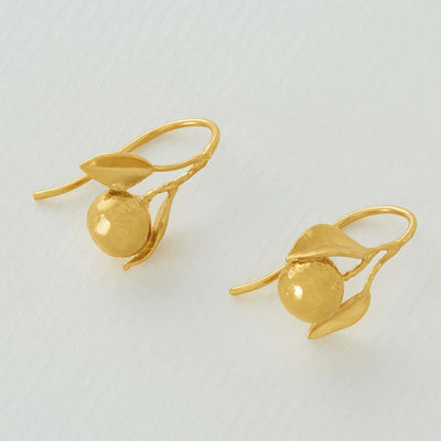 Orange Hook Earrings - Gold Plate