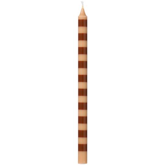 Tall Taper Candle - Brown Stripe