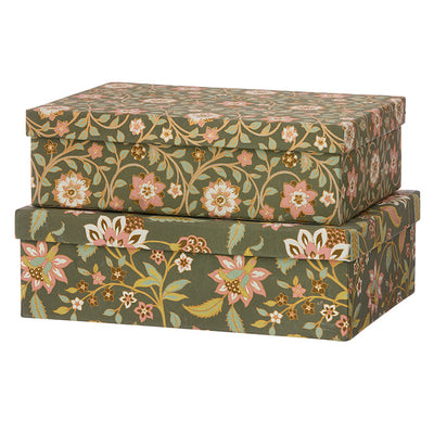 Squat Covered Box in Divya Olive - Large