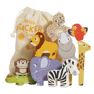 Wooden African Stacking Animals