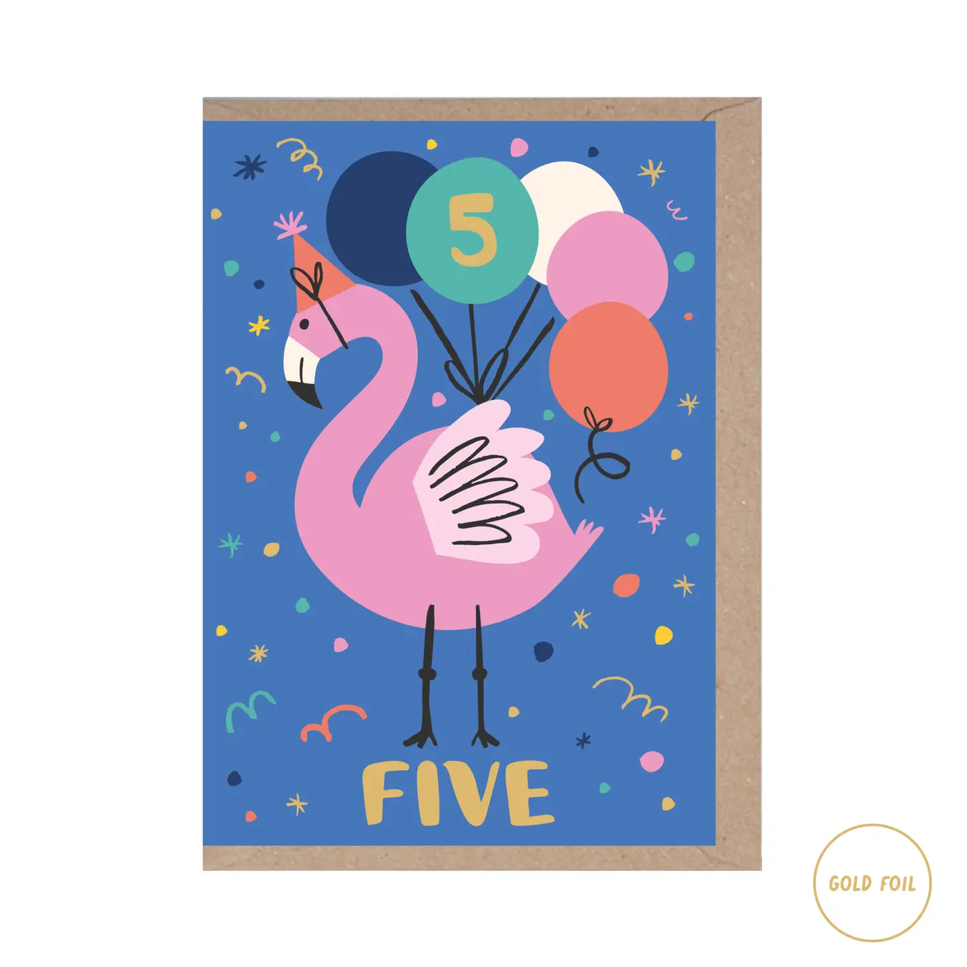 Five Year Old Flamingo Birthday Card - Age 5