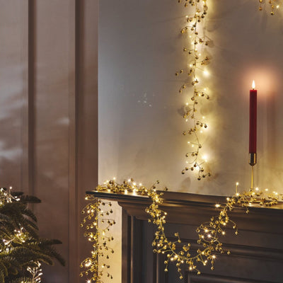 Illuminated Golden Bell Garland - 80 lights 2m, Mains Powered