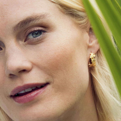 Wildrose Wide Hoop Earrings - Gold Plate