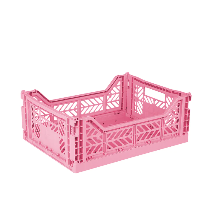 Midi Folding Storage Crate - Baby Pink