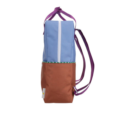 Large Colour Block Backpack - Blue + Leather Ball Colour