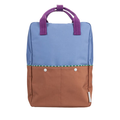 Large Colour Block Backpack - Blue + Leather Ball Colour