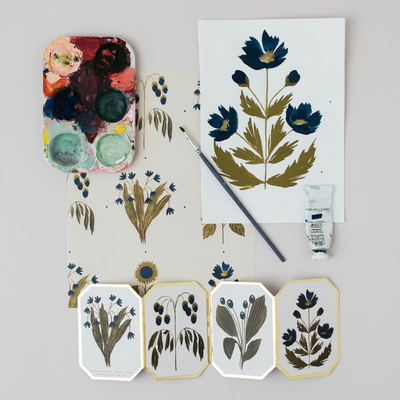 Concertina Botanical Blue Die Cut Mini Card