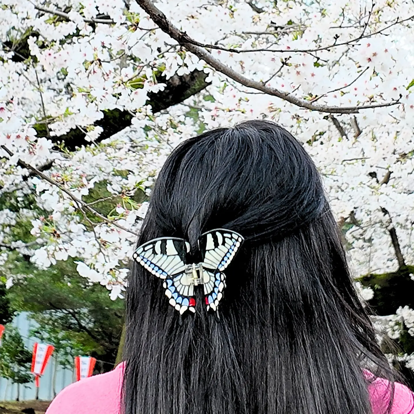 Hand Painted Cellulose Hair Claw - Swallowtail Butterfly