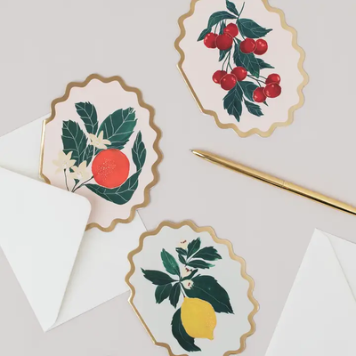 Orange Botanical Scalloped Die Cut Card