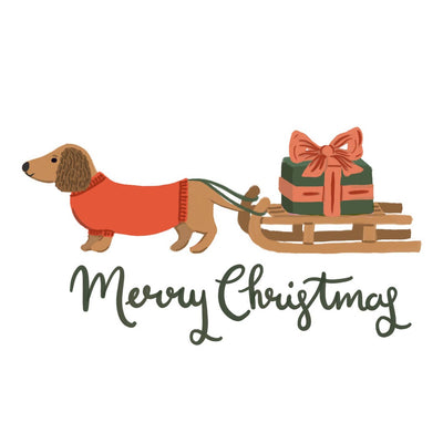 Dog & Sledge Merry Christmas Card