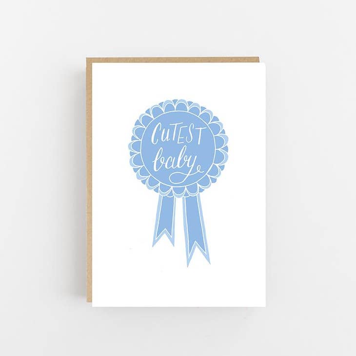 Cutest Baby Rosette Card - Blue