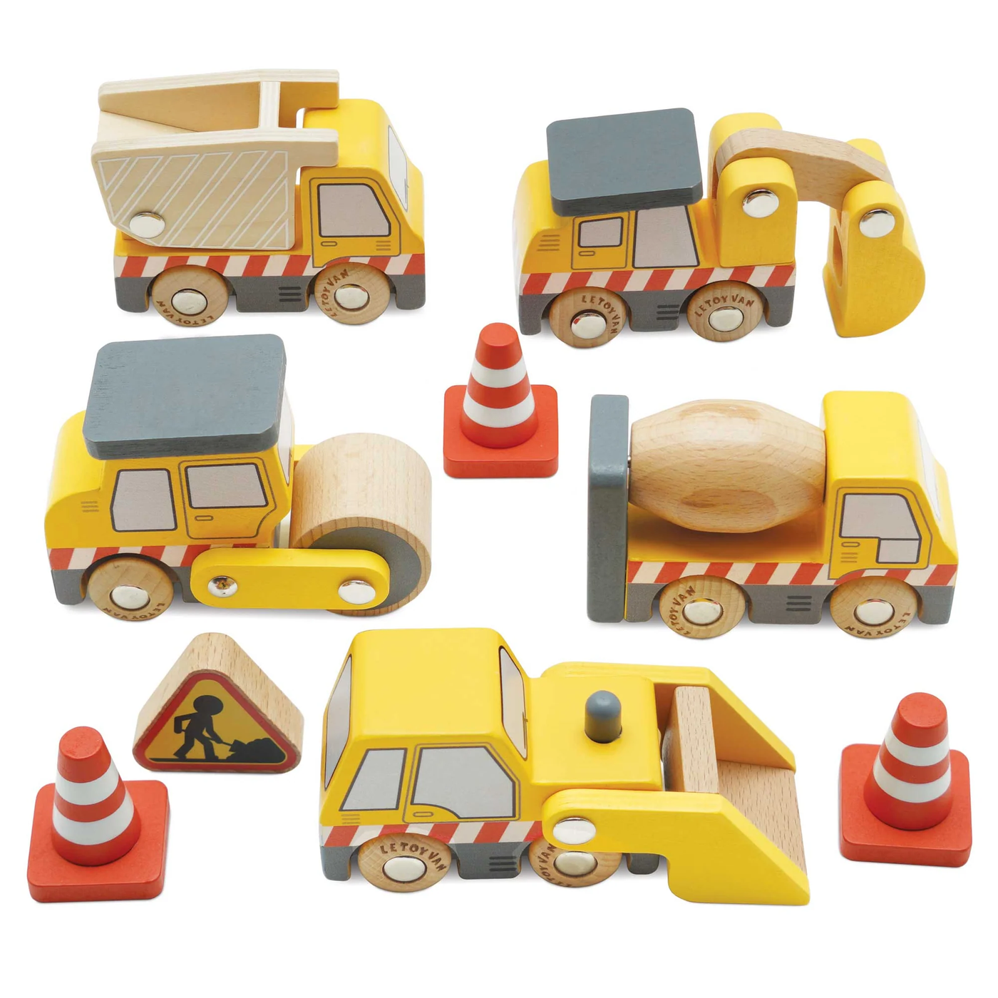 Wooden Construction Toy Trucks & Diggers