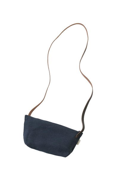 Small Linen Cross Body Bag with Leather Handle