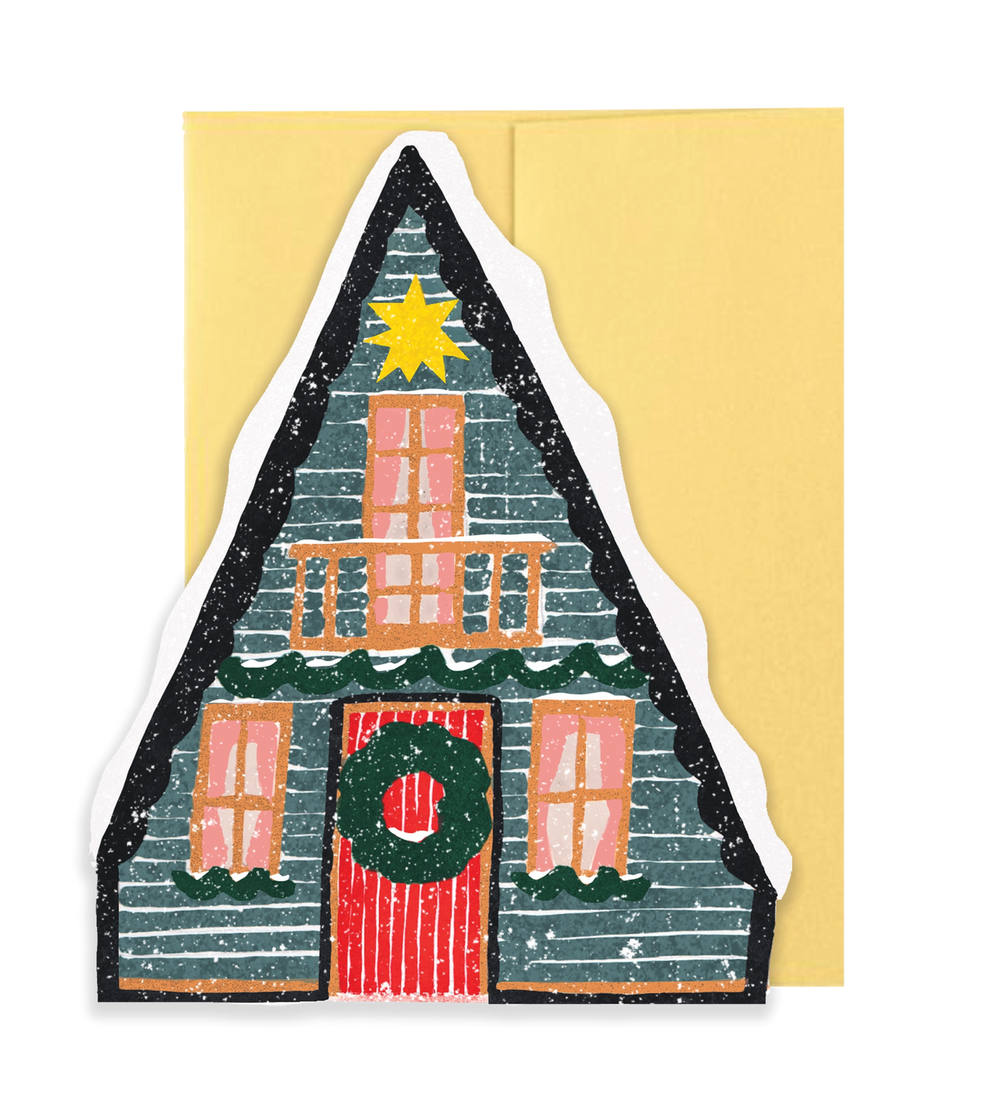 Blue Scandi Cottage Die Cut Card