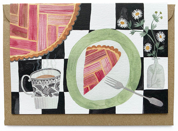 Rhubarb Tart & Fleabane Greetings Card