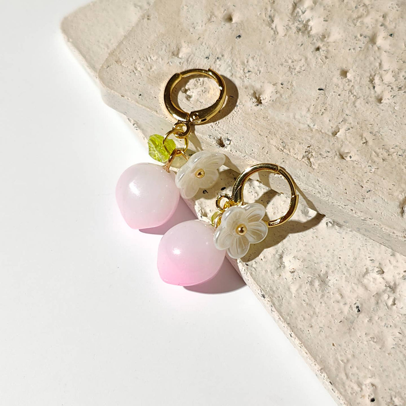 Peach Cluster Hoop Earrings