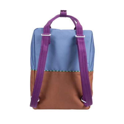 Large Colour Block Backpack - Blue + Leather Ball Colour