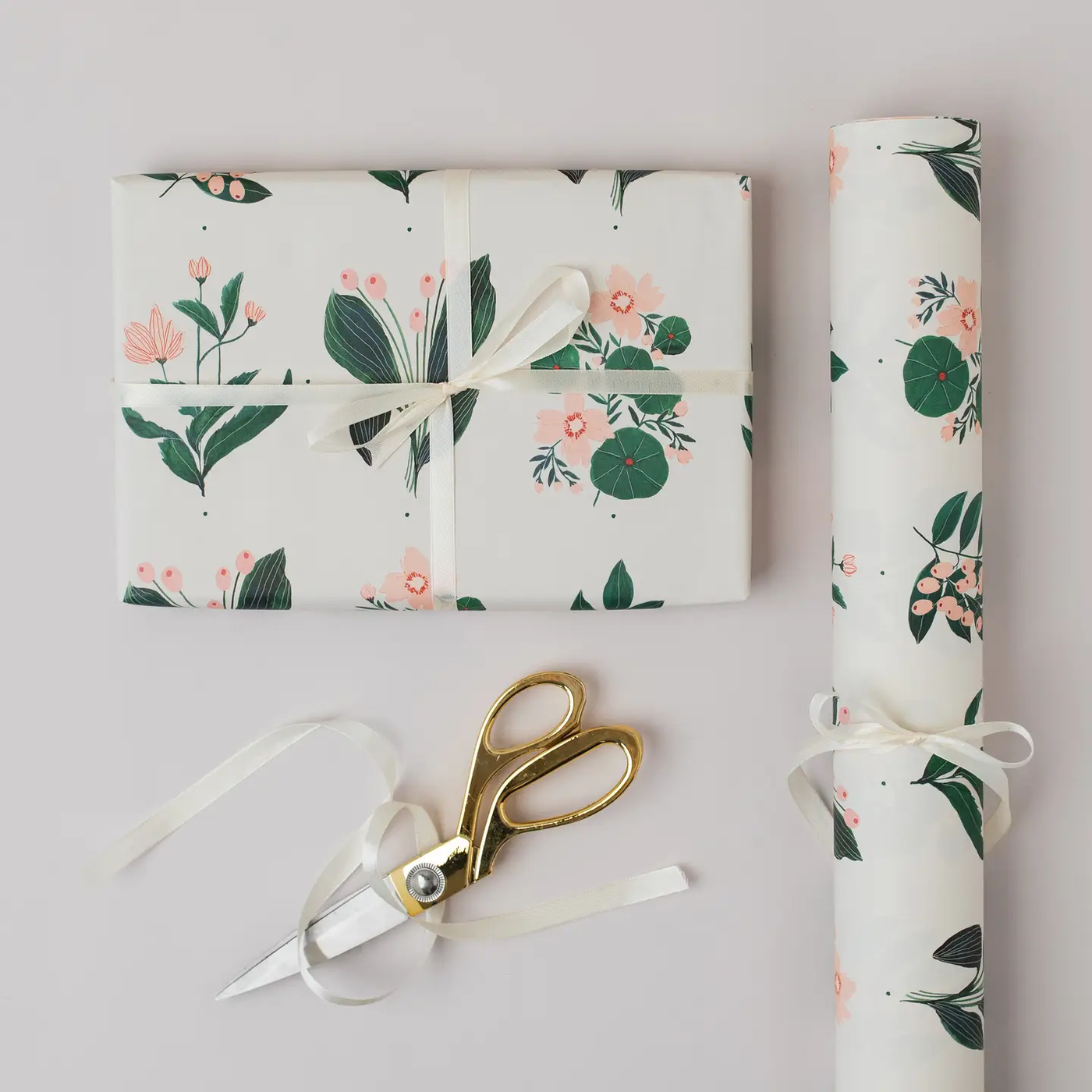 Four Floral Blush Single Sheet Wrapping Paper