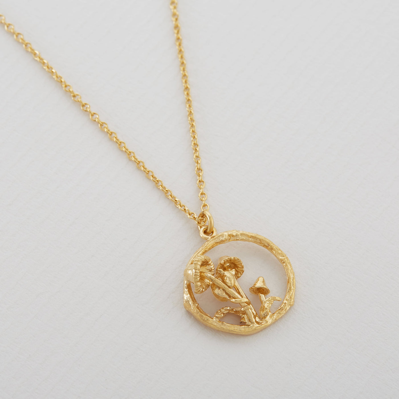 Mushroom Patch Loop Necklace - Gold Plate