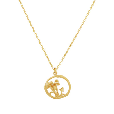 Mushroom Patch Loop Necklace - Gold Plate