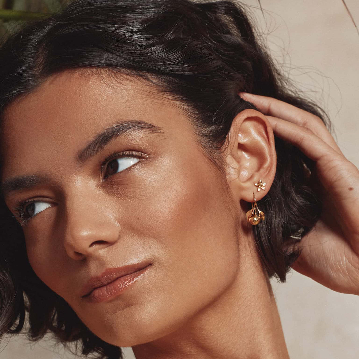 Orange Hook Earrings - Gold Plate