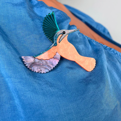 Diving Kingfisher Brooch