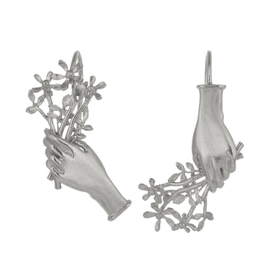 Gift Of Flowers Asymmetric Earrings - Silver