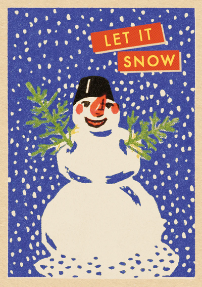 'Smiling Snowman' Vintage Matchbox Card Pack of 5