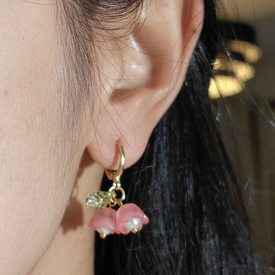 Baby Lily Hoop Earrings - Pink