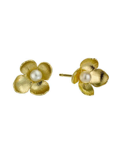 Cuckoo Flower Stud Earrings - Gold Plate