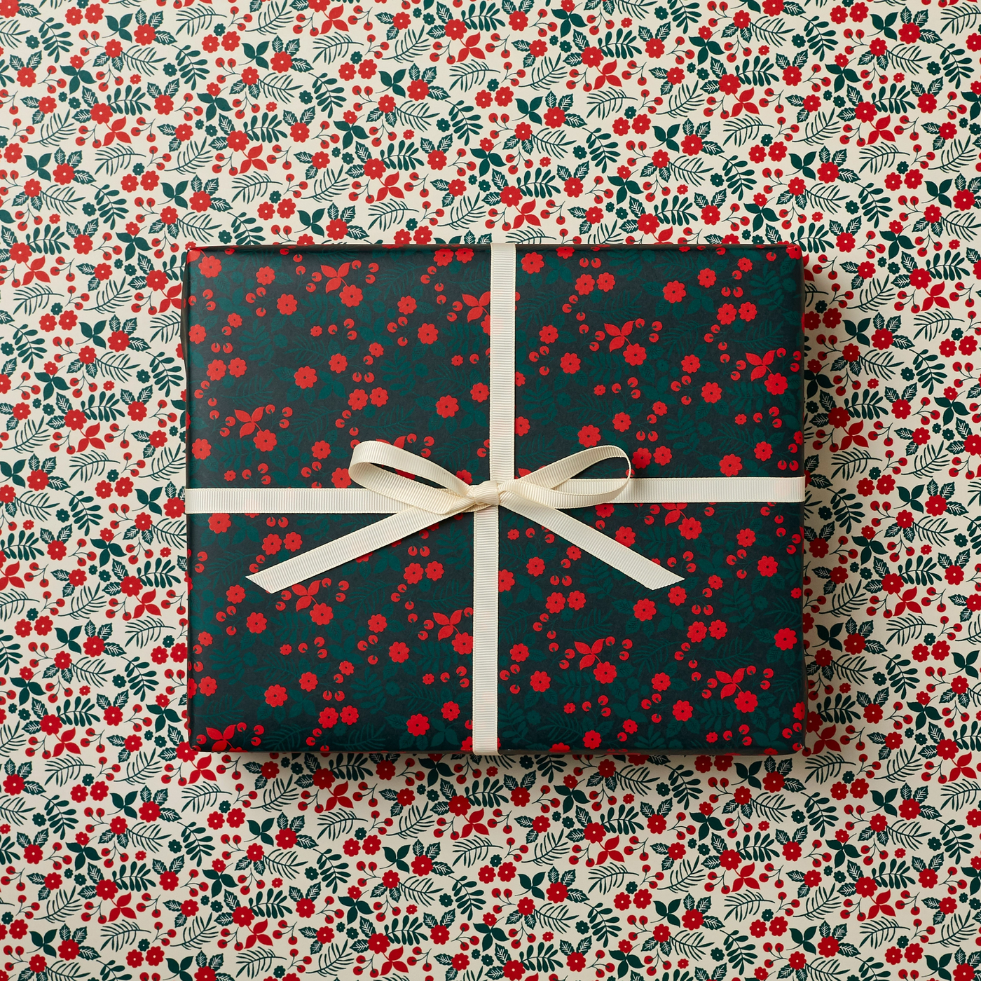Festive Flowers Double Sided Wrapping Paper