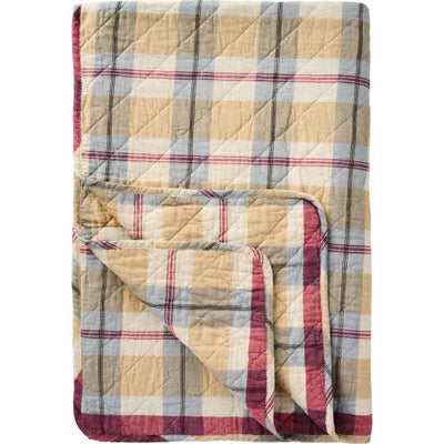 Red, Blue & Beige Plaid Cotton Quilt