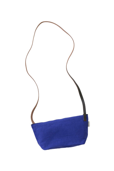 Small Linen Cross Body Bag with Leather Handle