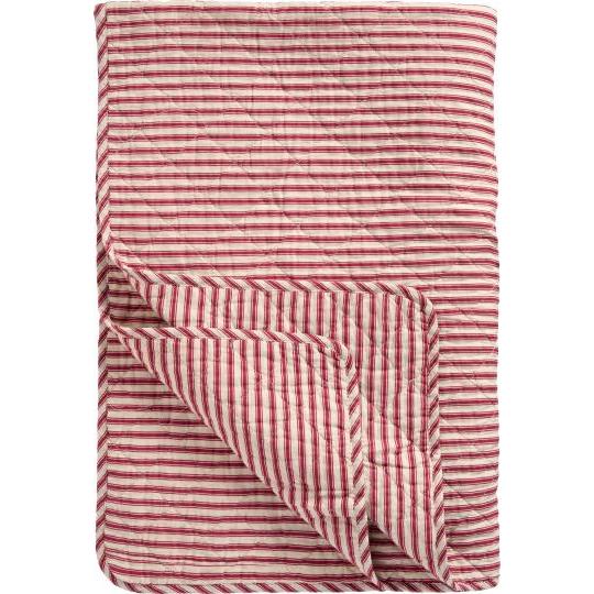 Red & Sand Ticking Stripe Cotton Quilt