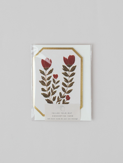 Concertina Botanical Red Die Cut Mini Card