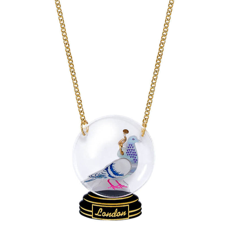 Pigeon Snow Globe Necklace
